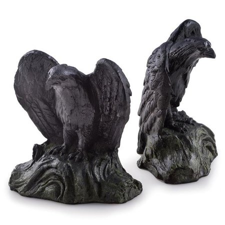 BEY BERK INTERNATIONAL Bey-Berk International R10P Resin Cast Eagle Bookends with Antique Gold & Patina Finish; Brown R10P